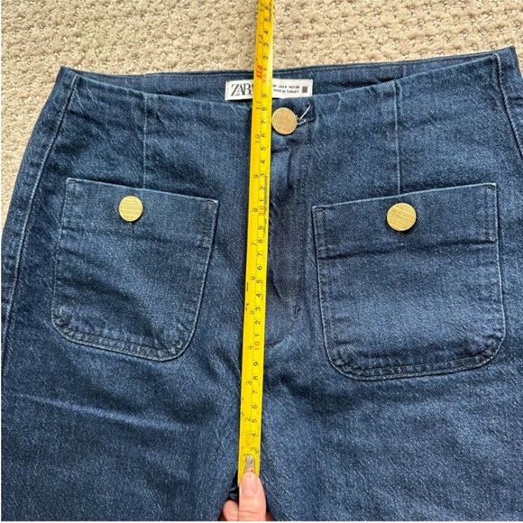 ZARA FRONT POCKET FLARED ANKLE LENGTH JEANS size 6 - Picture 10 of 12